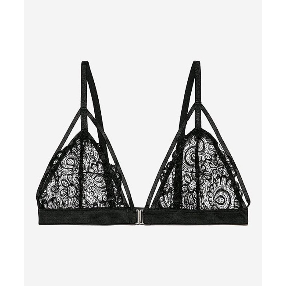 Zesica Womens Black Lace Wild Obsession Bralette Wireless Size L